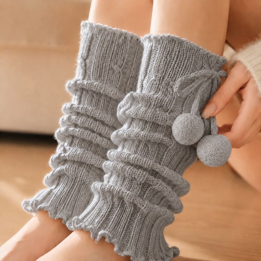 Boot Sock Slouchy - Örme Bacak Isıtıcıları, Fırfırlı Kenarlar, Kablo
